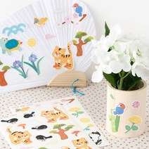 민화샵 스티커 한국 문화 전통스티커 3종 십장생 사군자 호작도 다이어리꾸미기 동양풍 한국풍 다꾸스티커, 민화 전통스티커_호작도