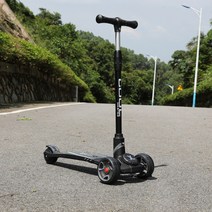 3발 킥보드 남아 여아 주니어 접이식 외발 와일드 휠 휴대용 간편, 블랙