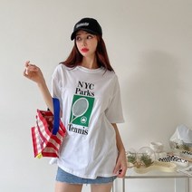 테니스 프린트 반팔 박시 티셔츠