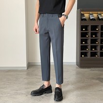 Z3JC 남성 스판 슬림 비즈니스 데미지 캐주얼 정장 바지