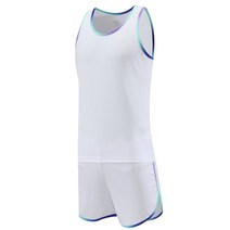 마라톤복 남성 여성 5월 달리기 러닝 마라톤대회 복장 남성 조끼 + 반바지 패션 솔리드 컴피티션 스프린트, 06 white_02 L