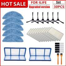 진공 로봇 클리너 부품 사이드 브러시 ilife v5 V3 v5pro V50 V55 x5 용 1 차 먼지 필터 걸레 Hepa, 30pcs