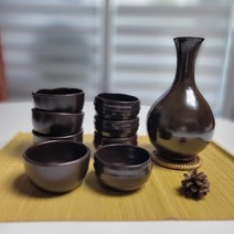 도자기술병 옹기주병 도자기막걸리잔 동동주잔 술잔 술병 호리병 세트, 옹기주병4인세트(A:주병+잔4개)