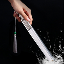 철선 부채 접이식 티타늄 연극 공연 고급 디자인 무용, 9인치 실버 올 알루미늄 하지 그림, 1개