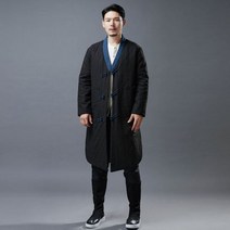 남자 개량한복 법복 누빔 생활한복 두루마기 블랙 법복 코트 겨울 따뜻한 중년 아빠옷