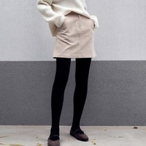 코듀로이 미니 스커트 - 베이지