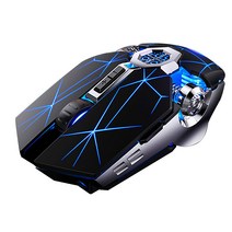 1600DPI LED 백라이트 게임용 마우스 충전식 컴퓨터 노트북 무선 마우스, 검은 색