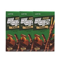 빼빼로데이선물 빼빼로 아몬드 37g 3개 과자 묶음 간식 모음 안주 선물, 본상품
