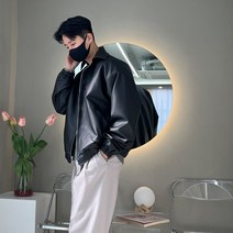남자 미니멀 라이더 레더 가죽 자켓