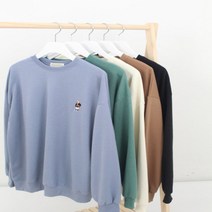 남녀공용 가을 루즈핏 곰돌이 자수 데일리 맨투맨 5컬러