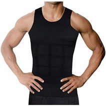 [Amazon 브랜드] 가압 셔츠 맨즈 탱크탑 이너 자세 교정-배-다이어트-기능성-근육 트레이닝-스판덱스[TOMOZONE] (흑 탱크 L)