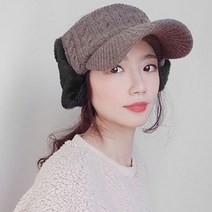 국내제작 쫀쫀 고급 니트 털귀마개 니트귀도리 캡모자 여성 겨울 골프모자 골프썬캡, 브라운