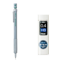 펜텔 비쿠냐 EX 시리즈 샤프펜슬 라이트블루 PX2005S + AIN 샤프심 HB + AIN 지우개 세트, 0.4mm, 4세트