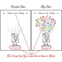 스크랩북 소박한 양장본 위한 용품 게스트 사용자 정의 이름 날짜 귀여운 만화 캐릭터 결혼식 지문 서명 책 그림 프레임 없음 잉크 패드 포함, [04] 50x70cm No Frame, [18] HK006