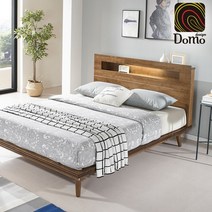 [도모디자인] 아리아 LED 조명 고무나무 원목 SK 침대 / 이태리 비스코젤 메모리폼 매트리스 / 착불