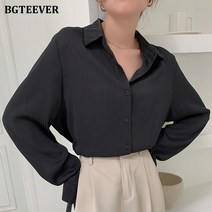 마이네임이즈 파운더스 블라우스 BGTEEVER-사무실 스트라이프 여성 탑스 긴 소매 셔츠 봄 Mujer