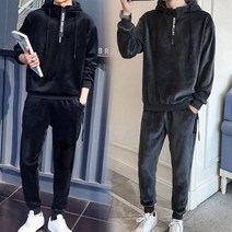 남성 기모 트레이닝복 세트 트레이닝 바지 츄리닝 벨벳 긴팔 맨투맨 겨울 가을 후드