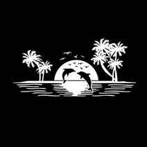 캠핑카 꾸미기 악세사리 돌고래 수영 코코넛 그래픽 자동차 스티커 diy 장식 모델링 rv caravan 픽업 트럭 camper vinyl accessories, 하얀, 55x23.5cm