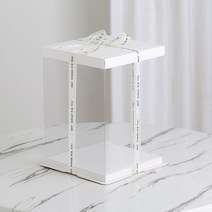 30cm 화이트 3단 케이크 플라워 투명케이스 대형 케이크상자 [받침대포함], 피치(투명뚜껑)30cm