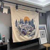 아웃도어 캠핑 개성 캠프 시크 트렌드 익스트림 스포츠 실내용 배경 천 걸이 천, 오프로드 차량 수평, 130*150Cm