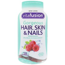 VitaFusion Gorgeous Hair Skin & Nails 종합 비타민 천연 라즈베리 맛 구미젤리 135개