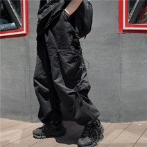 펑크 카고 팬츠 여성 스트리트웨어 조깅 스웨트팬츠 빈티지 힙합 블랙 와이드 조깅 바지 스트리트 스타일 플러스 사이즈 스트리트웨어 조깅 스웨트팬츠