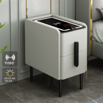 스마트협탁 침대옆 bedside 테이블 usb 블루투스 무선충전, 완제품, 50cm, 베이지 무선충전+삼색등