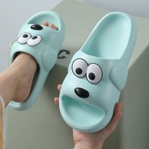 여름슬리퍼 푹신한슬리퍼 층간소음슬리퍼 가벼운슬리퍼 거실실내화 룸슈즈, 35-36【정사이즈】, 왕눈블루