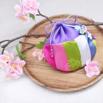 오색 전통 설날 용돈 어린이집 선물 미니 색동 공단 원형 복주머니, 03 공단 초록색, 오색 전통 복주머니