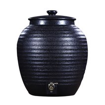 차 항아리 물 도자기 물 수도꼭지 생수 데코 디스펜서, 텐무 흑룡 머리 모형 20L/나무 프레임