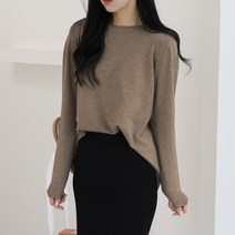 밍키비 Minky Bee 100024C 루즈핏 여성 뒷단추 겨울니트 스웨터