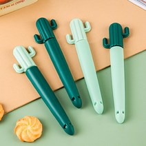 귀여운 캐릭터 밀봉 집게 과자 시리얼 비닐 봉지 밀폐 다용도 클립 4개세트, 청록색집게+녹색선인장