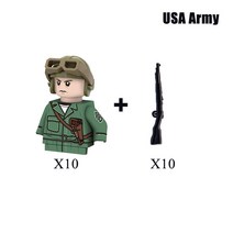 레고 피규어 조립 장난감어린이 장난감 10 개/몫 WW2 군사 독일 피규어 빌딩 블록 4 면 인쇄 미국 Soveit, 34 10pcs