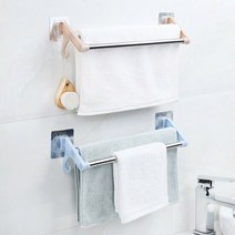2단 흡착 욕실 수건 걸이 선반, 색상:아이보리, 단품