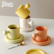 튼튼한스테인레스 실용적 솔리드 컬러 크리에이티브 세라믹 머그잔 물 귀여운 커피사무실머그, 300ml, Coral Orange