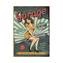 빈티지 녹슨 금속 주석 기호 자동차 엔진 수리 바 펍 레스토랑 금속 상패 차고 정비공 빈티지 벽 장식, KK030-22, 20x30cm