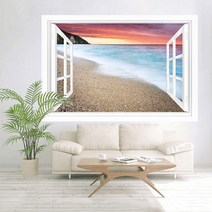 뮤럴벽지 비스코스 벽 스티커 3D 입체벽화 PVC 스티커 모의창문 자연풍경 장식 60*40cm/150*100cm, 001