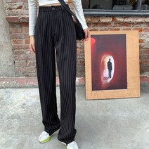 여성통바지 부츠컷 여자겨울 바지 기모 슬랙스 여성와이드팬츠 L 여름 스트라이프 와이드 레그 팬츠 여성 2022 한국어 스타일 하이 웨이스트 루즈 캐주얼 바지 여성 스트레이트