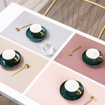 피케이유통 가죽 식탁매트 방수 식탁 테이블매트, 그레이