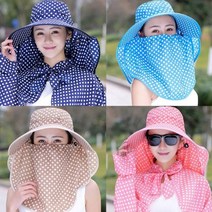 햇빛 완전 차단 마스크 그늘막 모자 라피아햇, 네이비
