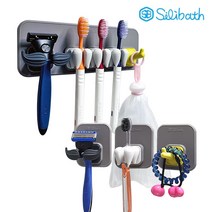 실리바스 욕실용품 모음 칫솔꽂이 걸이 면도기 홀더 비누 칫솔통 다용도 후크 거치대, 9.칫솔5종패밀리(칫솔걸이5구)