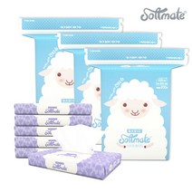 [순둥이] WSB-03/소프트메이트 베이직 섬유티슈 200매 3팩 + 소프트메이트 휴대용3