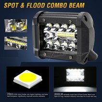 2pcs 자동차 LED 바 Worklight 60W Offroad 작업 빛 12V 자리 조명 램프 4x4 트랙터 헤드 라이트 전구 스포, 한개옵션0
