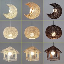 라탄전등갓 라탄 조명 등 원목 우드 식탁, 볼 브라운