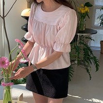 제이0 4color 어썸 셔링 라운드 반팔 블라우스