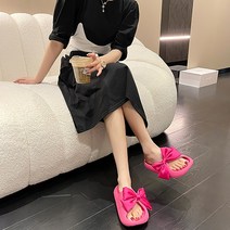 여자 푹신한 쉬폰 리본장식 EVA 슬리퍼 조리 4종