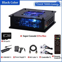 레트로 와이파이 슈퍼 콘솔 X 프로 최대 비디오 게임 4K HD 출력 S905X CPU 듀얼 시스템 70000 PS1/PSP/DC 용 50 에뮬레이터, [12] 256GB wired Black, [02] AU