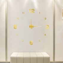 수입인테리어벽시계 무소음 led시계 벽시계 큰 3d wall clock diy creative mirror surface wall Decorative sticker watch, 무감각한 금, 60-100cm(24-39인치)