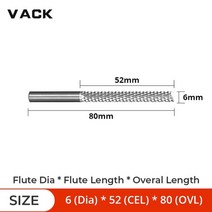 트리머 비트 세트 홀쏘 목공 탁상 드릴 Vack 카바이드 텅스텐 옥수수 커터 3.175mm 4mm 6mm 8mm pcb 밀링 엔드 밀 cnc 라우터 나무 조각 기계, D6X52X80L