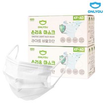 온리유 국산 라이트 덴탈 비말차단 보풀없는마스크 KFAD 대형, 100매, 화이트